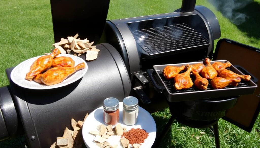 Smoker Setup for Chicken Drumsticks