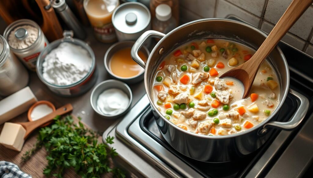 Chicken Pot Pie Sauce Preparation