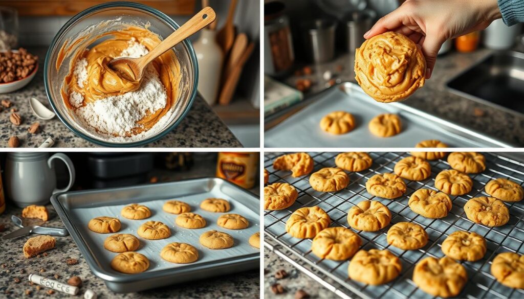 Eggless Peanut Butter Cookies Baking Process