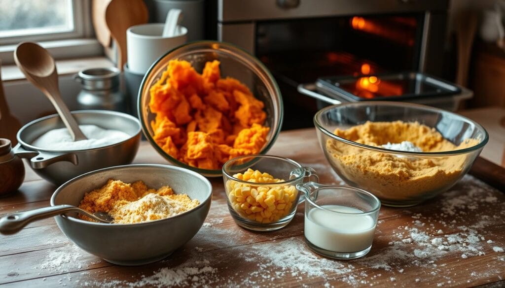 Sweet Potato Cornbread Baking Process