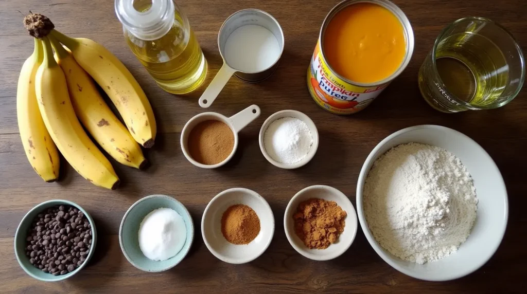 pumpkin banana loaf INGREDIENTS