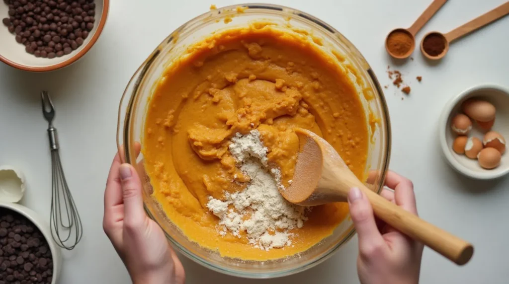 pumpkin banana loaf MIXING