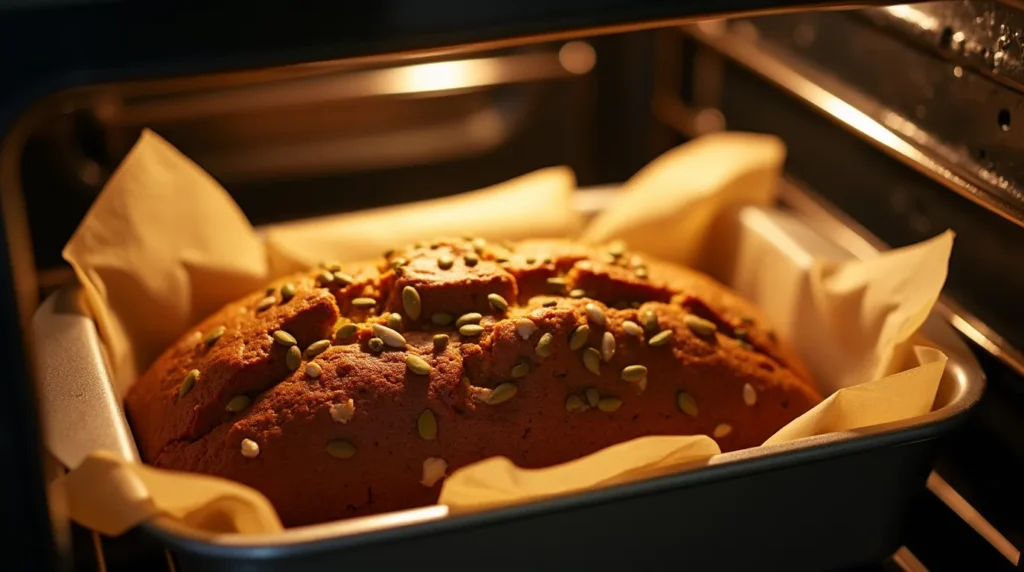 pumpkin banana loaf baking